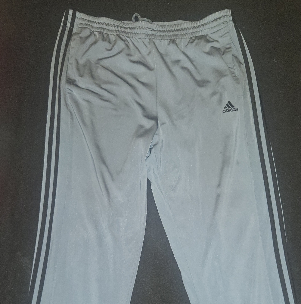 adidas Kids Light Gray Joggers with Black Side Stripes
